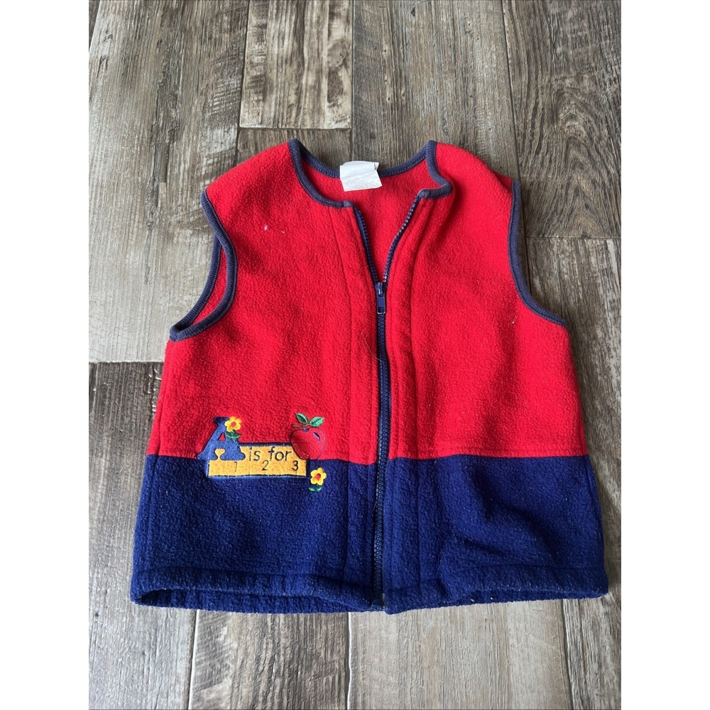 Vintage Healthtex School Embroidered Fleece‎ Vest Apple Student  Size 6